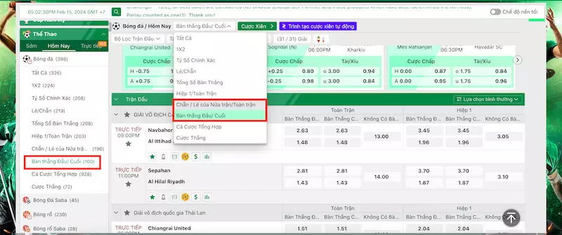 Kèo bàn thắng phổ biến tại các trang cược trực tuyến fb88